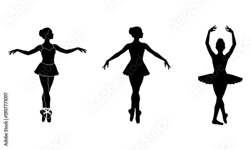 Graceful ballerina silhouette set for ballet art and design