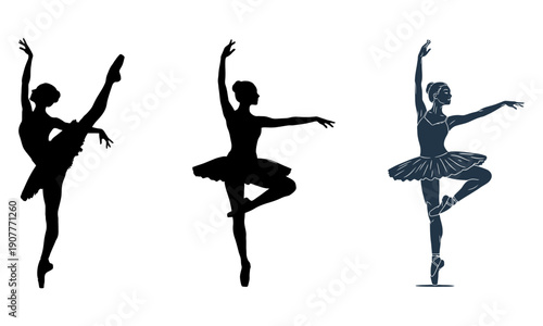 Graceful ballerina silhouette set for elegant dance designs