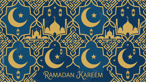 Ramadan Kareem Islamic Background Design | Eid Mubarak Decorative Pattern