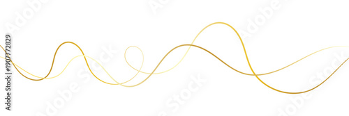 Golden wavy line, gold curved line, vector illustration. EPS 10 .