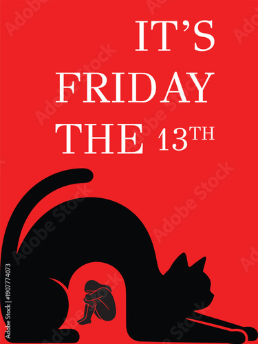 Black cat arches back on Friday the 13th