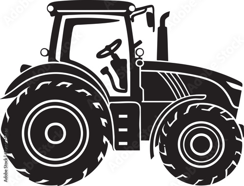 Vector icon farm tractor same pose same proportions four styles black solid glyph outline minimal flat multicolor filled cartoon flat shaded.