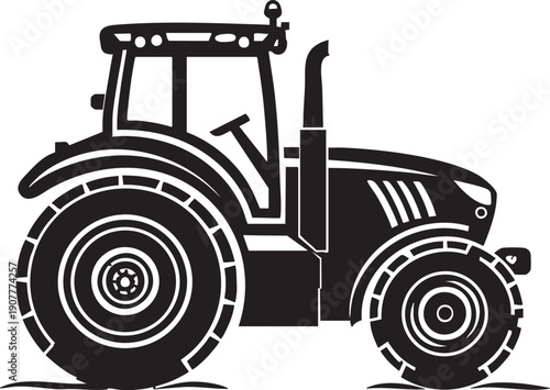 Vector icon farm tractor same pose same proportions four styles black solid glyph outline minimal flat multicolor filled cartoon flat shaded.