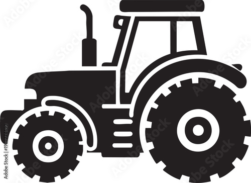 Vector icon farm tractor same pose same proportions four styles black solid glyph outline minimal flat multicolor filled cartoon flat shaded.
