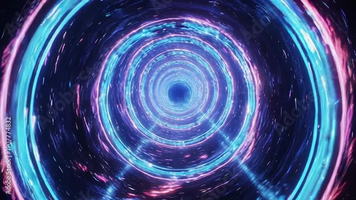 Glowing tunnel of swirling cosmic energy with blue and purple hues