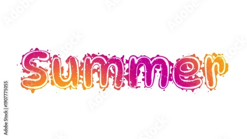Summer season colorful animated text on white background