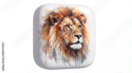Majestic Lion Portrait: A Watercolor Depiction of Strength and Beauty.