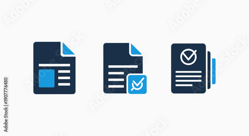 Document icons: document with article, document with checkmark, and stacked documents for record keeping, verification, and information.