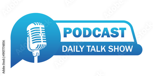 podcast logo text badge label template design streaming talk show background
