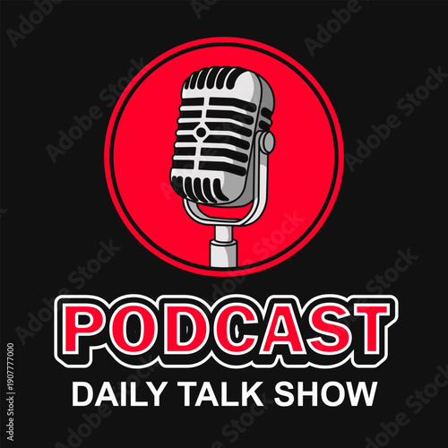 podcast logo text effect label badge editable text template design streaming talk show