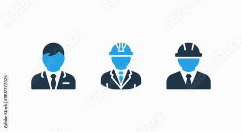 Professional Businessmen and Construction Engineers Icons for Corporate and Industrial Roles