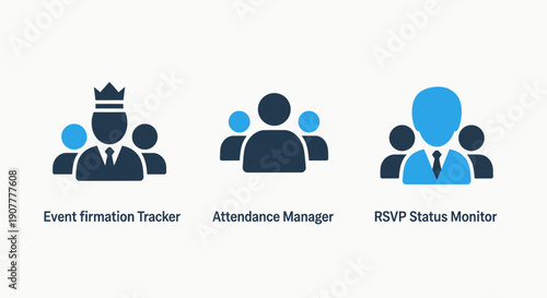 Event Management and Attendance Tracking Icons for RSVP Status Monitoring and Confirmation Processes