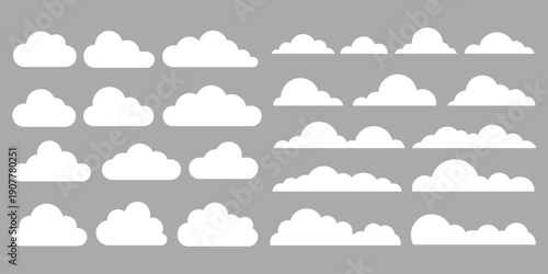 set of vector illustrations of clumpy clouds . weather cloud black icons sky clouds set . 