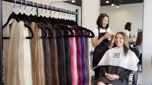 Wallpaper Mural Hair Extensions Salon Visit: Woman Getting Hair Styled. Torontodigital.ca