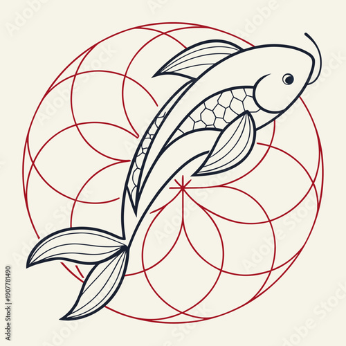 Abstract Fish Curve Logo Design