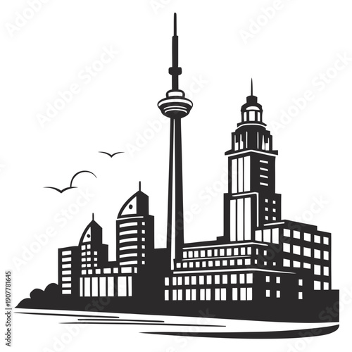 Minimal Urban Skyline Logo - Black Block Shapes