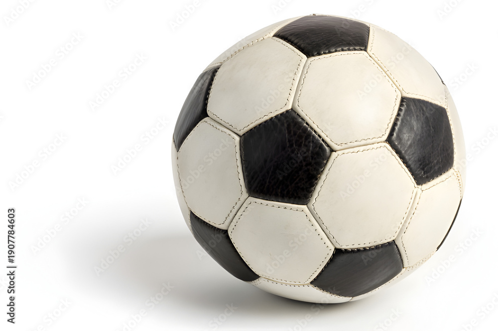 Fototapeta premium Classic soccer ball football black white hexagon pattern isolated sports equipment