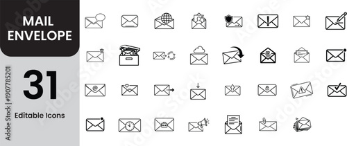 Collection of mail envelope icons and symbols