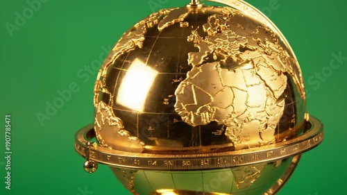 Wallpaper Mural Rotating Golden Globe Award Trophy on a Green Screen Background. Torontodigital.ca
