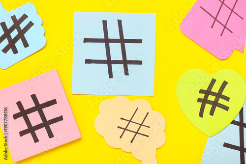 Sticky notes with hashtags ...