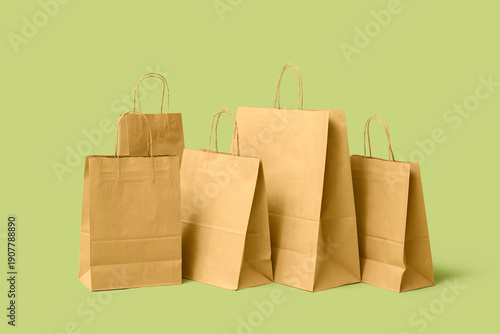 Many paper shopping bags on...