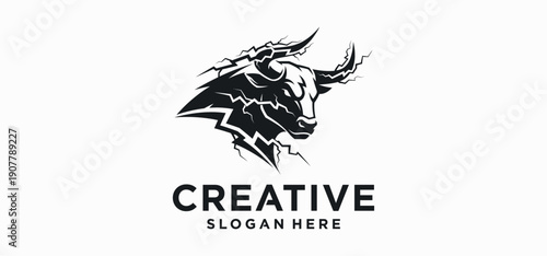 Bull Logo, Symbol of Strength with a Solid Bull Concept.