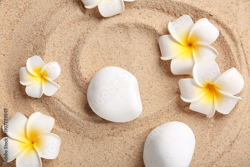 Plumeria flowers with stone...