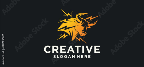 Bull Logo, Symbol of Strength with a Solid Bull Concept.