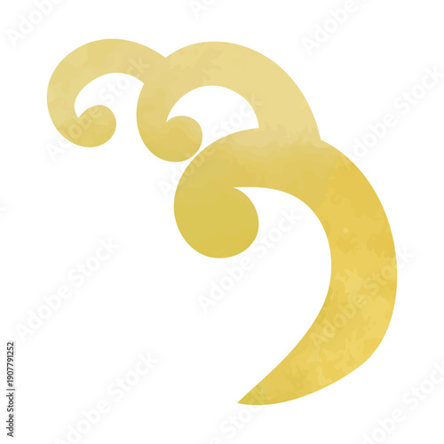 水彩ゴールドの和レトロな波のイラスト素材　ベクター　金色　アイコン　浮世絵風　テクスチャー　高級感