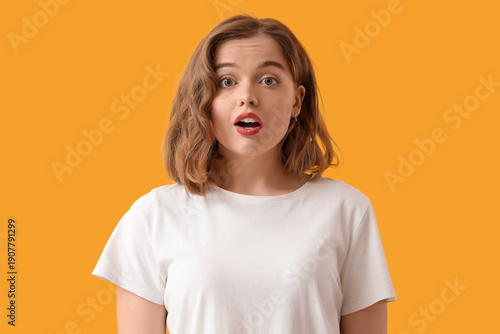 Shocked young woman with bo...