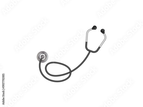 Stethoscope medical instrument with 3d realistic design on white background