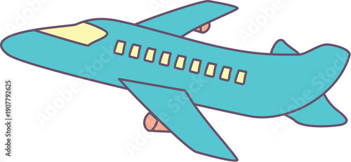 Travel Doodle colorful Elements Vector Illustration Airplane
