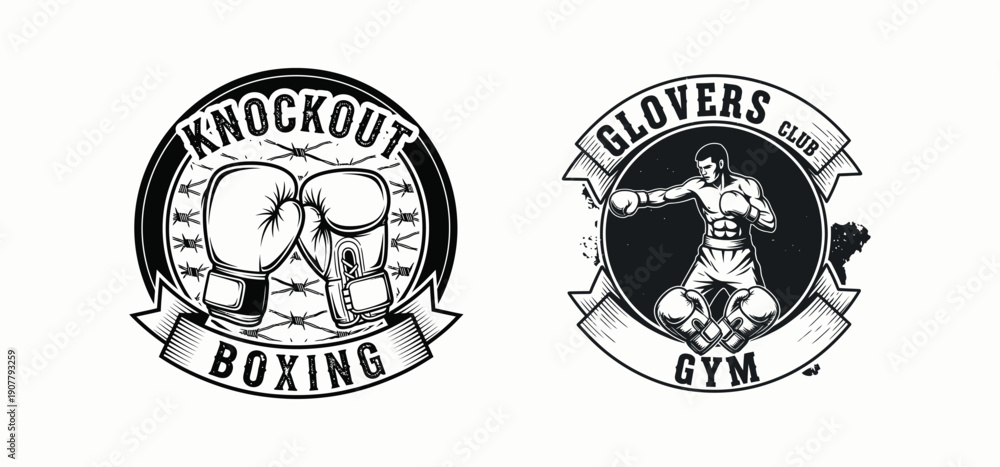 Fototapeta premium Boxing Sports Logo, Strong Fighting Power Symbol Design.