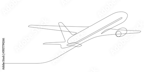 airplane takeoff minimalist continuous one line drawing thin line