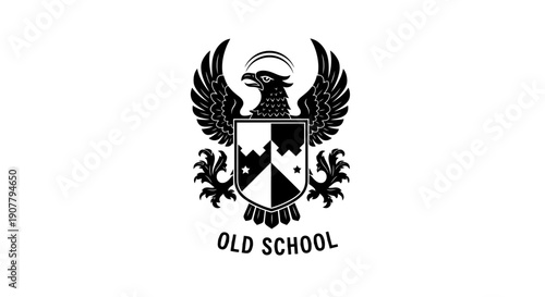 Black Eagle Crest Emblem Old School Design.