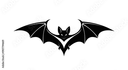 Black silhouette of a bat with outstretched wings.