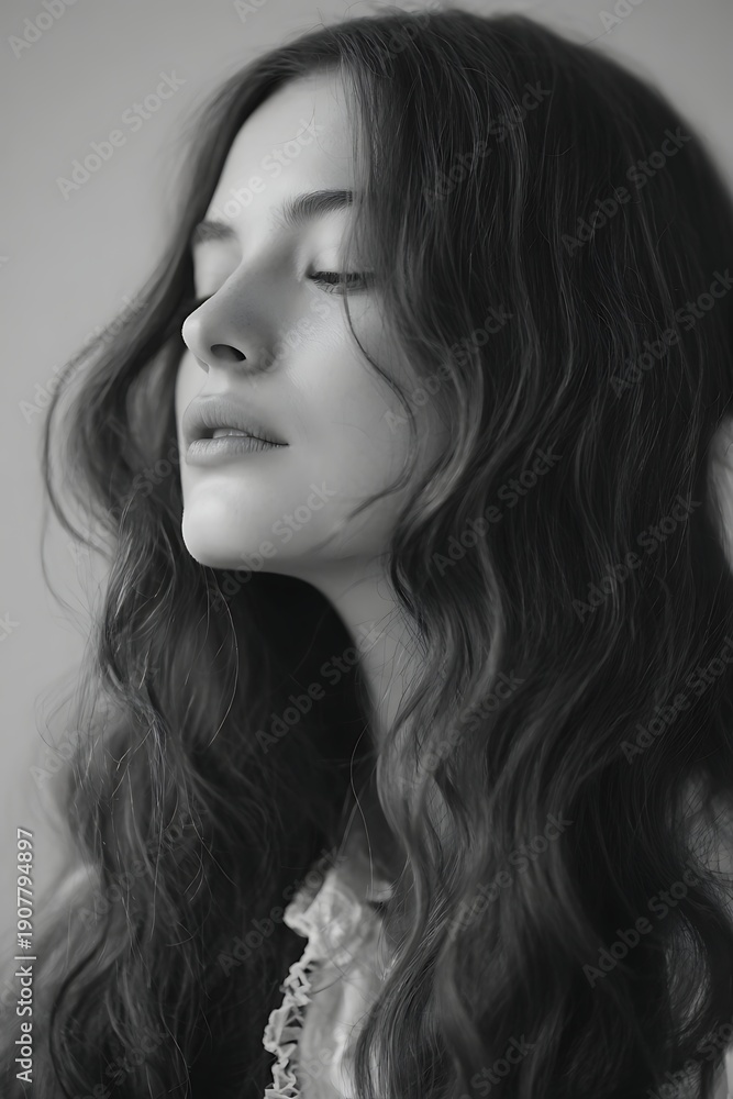 Naklejka premium boho 70s hair flow, relaxed natural waves,