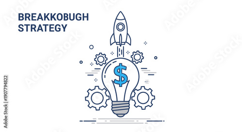 Breakthrough Strategy Rocket Launching From Lightbulb With Dollar Sign.