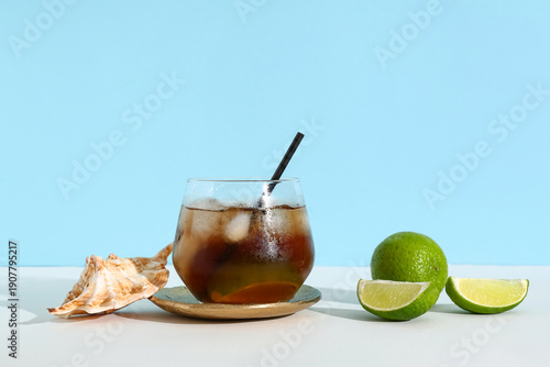 Glass of cold Cuba Libre co...