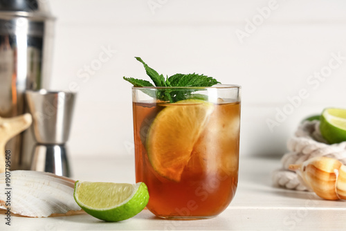 Glass of cold Cuba Libre co...