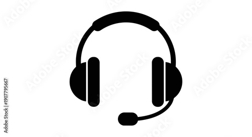 Black Headphones With Microphone.