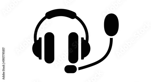 Black Headset With Microphone Icon 1.