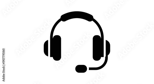 Black Headset with Microphone Icon.