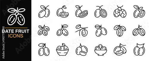 Date fruit food icons for Ramadan and iftar design