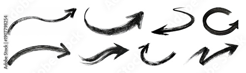 PNG Hand-drawn black arrow collection on transparent background