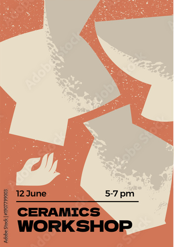 Poster design with different pottery ceramic shapes.