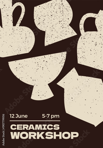 Poster design with different pottery ceramic shapes.