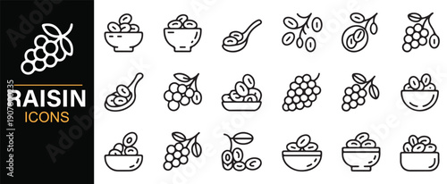 Raisin snack food outline symbols for web and apps