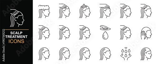 Hair clinic scalp treatment illustration icons
