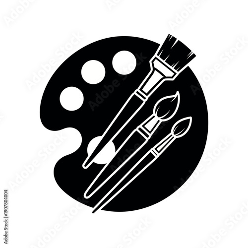 Art Palette and Brushes Icon.